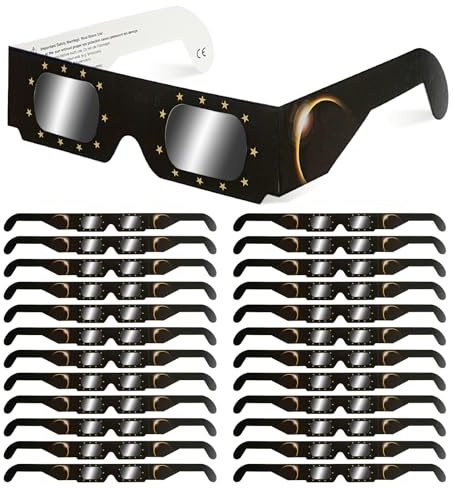 QIWEI gafas eclipse solar homologadas QW-SOZ3 [Pack de 4], Certificadas EN ISO 12312-2, Visores Solares Seguros para Observación Directa del Sol, Filtros de Alta Definición