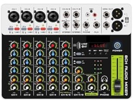 DJ Controller, Ljudmixer DJ-kontroller Mixer 5.0 Bluetooth 48V Fantommatning Lågt bottenbrus for mixerkonsol PC-inspelning
