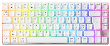 CHERRY XTRFY K33 Compact Wireless, Trådlöst Mem-chanical Gamingtangentbord, Format 75%, Tangentbord för Flera Enheter, RGB-Belysning, IP54 Damm- och Stänkskyddat, PN-Layout (QWERTY), Vit