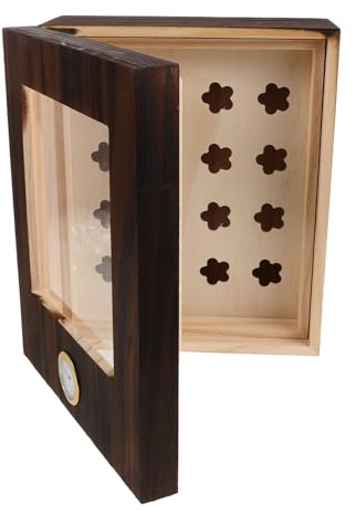 HOMOCONO Caja de Madera para Cigarros con Humidificador y Higrómetro Diseño Doble Capa para Almacenamiento Elegante 130