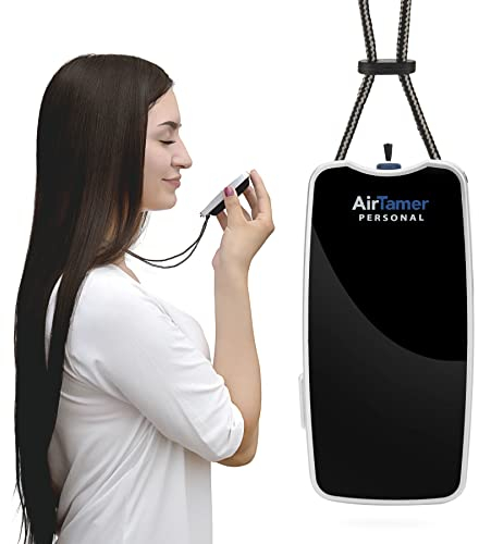 AirTamer A310PMB Personal Rechargeable and Portable Air Purifier Negative Ion Generator, Proven Performance, Black with Leather Travel Case