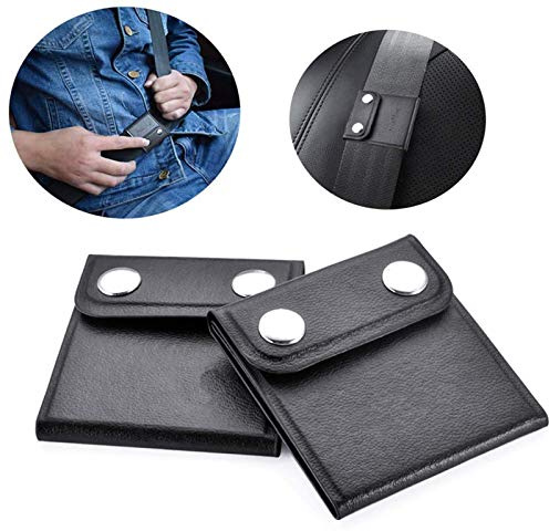 Newseego 2PCS PU Car Seat Belt Clip Adjuster, Black | Comfort Universal Belt Strap Safety Shoulder, Neck Comfort Positioner Locking Clips, Vehicle Car Seat Belt Safety Covers