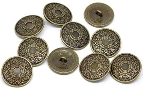 Metal Buttons with Celtic Pattern Antique Bronze Diameter Approx. 25 mm Hole Size 2.6 mm Pack of 10