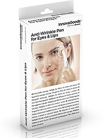 InnovaGoods - Antifalten Massagestift für Augen und Lippen, Ionische Gesichtsmassage, Verjüngende Behandlung, Ergonomisches Design, Weiß, 1 Stück