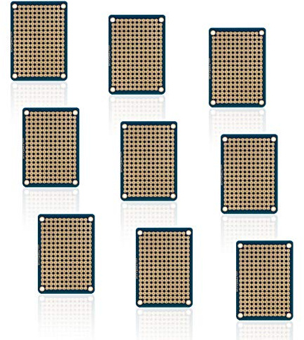 Treedix 9 pcs Mini Solderable BreadBoard Universal Board PCB Prototype Shield Board Double Sided Tinned Gold Plated Holes Compatible with Arduino Kit Raspberry Pi Shield Prototyping and Testing