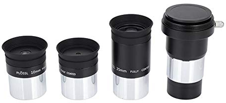 Goshyda Plossl Okular Kit, 1,25 Plossl Teleskop Okular Set 4mm/10mm/25mm + 2X Barlow Objektiv für Astronomie Fotografie