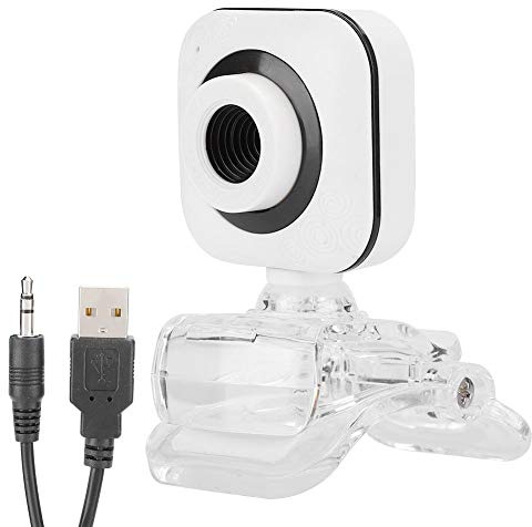 CHICIRIS Webcam 480P Full HD, Microfono Incorporato Videocamera per Computer Accessorio per PC Webcam 480P Bianco con Clip Trasparente