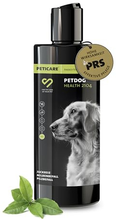 Peticare Anti-Parasiten Hunde-Shampoo | gegen Milben Flöhe Pilze | lindert effektiv Juckreiz & unterstützt Regenerationsprozess | einzigartiges PRS® System für Lange Wirkung – petDog Health 2104