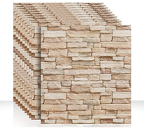 Tapete selbstklebend 3d Tapeten 3D Wandpaneele Peel and Stick 3D Tapete Faux Ziegel Wandfliesen Bemalt Steinoptik Naturstein Wandverkleidung für Wand Hintergrund wohnzimmer(Color:B,Size:20PCS)