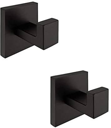 CASEWIND Schwarz Handtuchhaken, Matte Kleiderhaken, SUS 304 Edelstahl Wandhaken,2 Stück Küche Schranktür Bad kleiderhaken einzeln