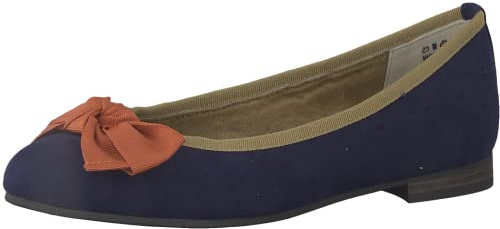 MARCO TOZZI Women's Ballet Flats with Bow Vegan, Navy Multi 1, 6 UK