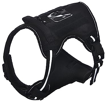 Amazon Basics Anti-Zieh-Hundegeschirr mit vorderem Clip, Westengeschirr, Schwarz, Extra groß