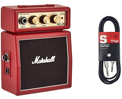 Marshall Mini Stack Series MS-2R Guitar Combo Amplifier (Japan Import) & Stagg SAC3PS DL - Cable para Instrumentos (simétrico, 3 m) Color Negro