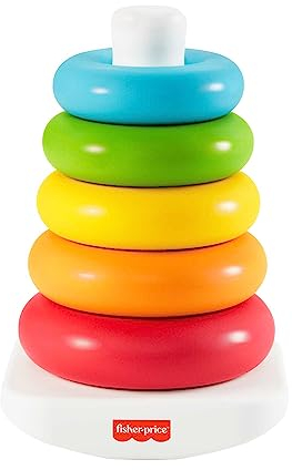 Fisher-Price Rock-a-Stack Baby Toy, Classic Roly-Poly Ring Stacking Toy for Infants and Toddlers, Made From Plant-Based Materials, HPY92