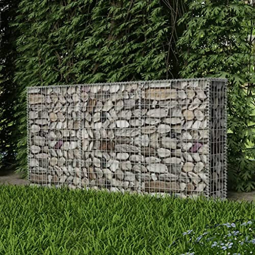 HOMIUSE Gabbione 200x30x100 cm in Rete in Acciaio Zincato Rete Gabbione Giardino Parete Gabbione Cesto Gabbione Gabbioni Metallici Per Pietre Gabbioni Metallici Gabbione Parete