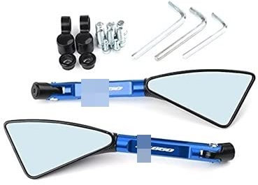 Motorrad Rückspiegel Universal 1 Paar Motorradspiegel CNC Side Rearview Lenkerendenspiegel Für SUZUKI SV650 Für SV 650 2016 2017 2018 Lenkerendenspiegel (Farbe : Blau)