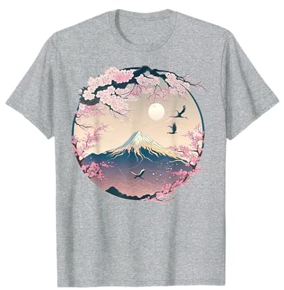 Japonais Sakura Garden Geisha Mont Fuji Fleur de Cerisier T-Shirt