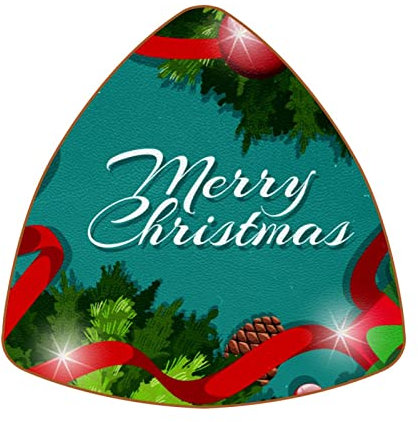 Weihnachtsschmuck, Tannenzapfen, grüner Hintergrund, dreieckiger Untersetzer, 6 Stück, wiederverwendbare Getränkeuntersetzer