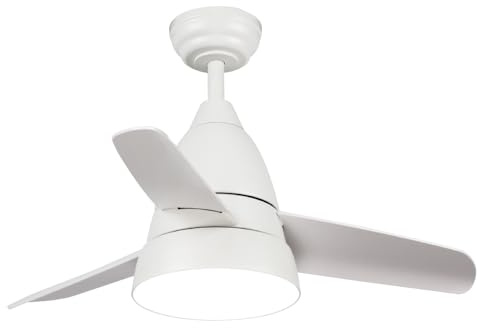 M mimotec - Ventilador de Techo con luz Led Silence 54W Blanco, mando a distancia, motor DC 30W+Luz Led 24W, 6 velocidades, Silencioso,3 Aspas, 91 cm, función verano-invierno, temporizador. LM8805