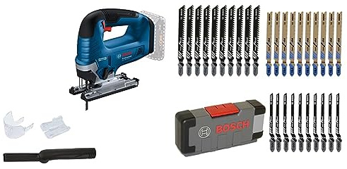 Bosch Professional 18V System Akku-Stichsäge GST 18V-125 B + 30tlg. Stichsägeblatt Set Basic for Wood and Metal (für Holz und Metall, Zubehör)