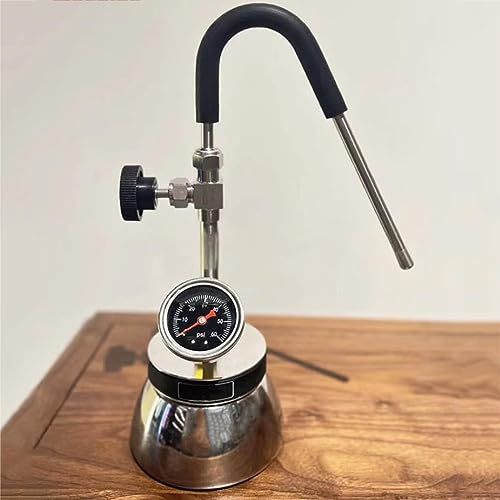 Mousseur À Lait Extérieur, Machine À Mousser l'eau Bouillante À La Vapeur, avec Buse À 3 Trous, Manomètre, Bouilloire en Acier Inoxydable, Chauffage À Flamme Nue Et Plaque À Induction