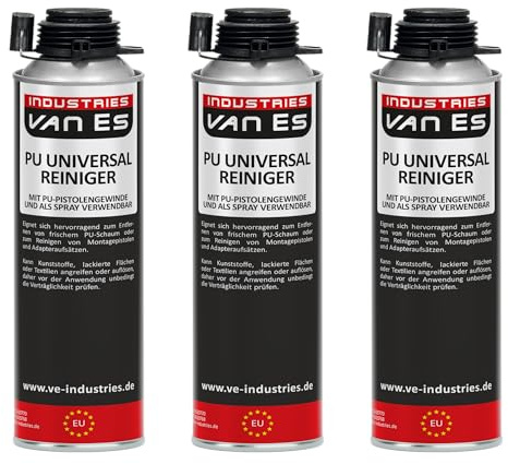 VE-INDUSTRIES PU-Universalreiniger | Schaumreiniger für PU-Schaumpistolen | Pistolenreiniger | Reinigungsmittel | Ventile & Oberflächen | 500ml (3)
