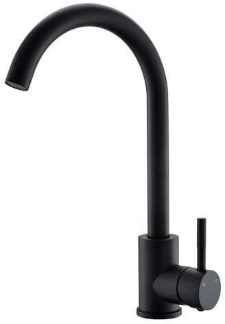 AIMADI Miigeur Cuisine Robinet de Cuisine Mono Commande Rotation 360° Robinet Évier Modern Design Inox 304 Noir