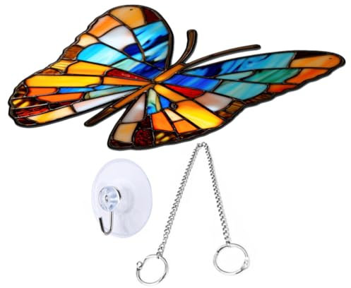 Zerodeko 1satz Hängenden Schmetterlingen Zur Halloween-Dekoration Pendants Für Fenster Türen Und Wände Spooky Für Garten Und Partys Eisenkette Und Saugnapf-Haken Inklusive