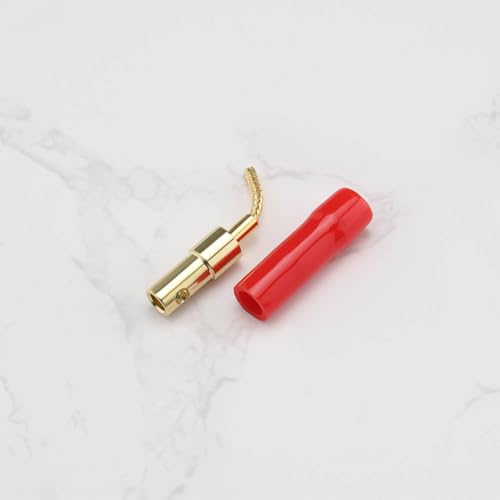 Create idea 4PCS 2MM Banana Plug Connector 49x7.5mm Silicone Sleeve Braided Banana Plug for Speaker Wire AV Receivers Amplifiers Surround Sound, Red Black