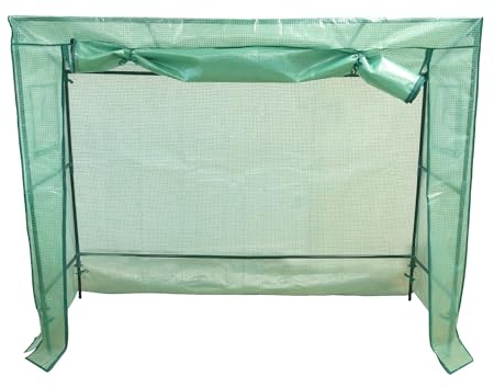 NATIV Robustes Tomaten Gewächshaus, Foliengewächshaus mit 2 Fenstern, Tomatenhaus mit aufrollbarer Türe, Tomatendach 200 x 77 x 169 cm, Tomatengewächshaus aus grüner Gewächshausfolie