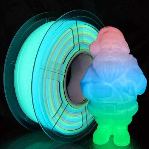 iSANMATE Glow in The Dark Rainbow Filament 1.75 PLA, Glow Rainbow 3D Printer Filament, Fluorescent Multicolor PLA Filament, Dimensional Accuracy +/- 0.02mm, 1KG/Spool