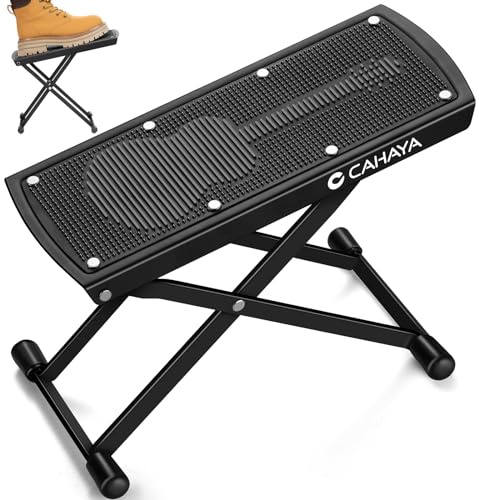 CAHAYA Guitar Footstool with Anti-Slip Rubber: Foldable for Guitar Playing Height Adjustable Strong Bearing Capability CY00367-1