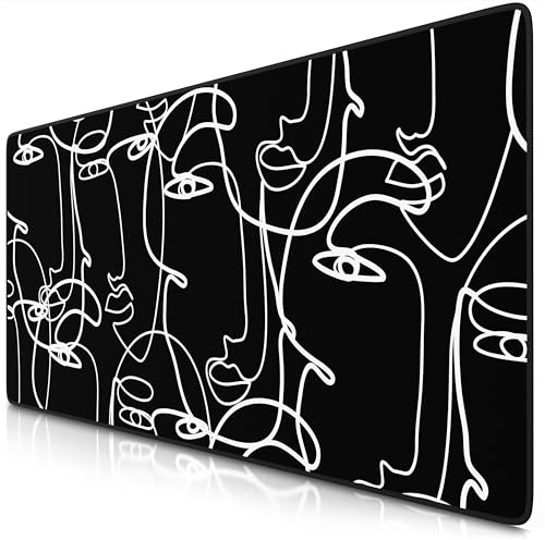 TITANWOLF - XXL Speed Gaming Mauspad 900 x 400mm - XXL Mousepad - Tischunterlage Large Size - verbessert Präzision und Geschwindigkeit - Art Faces