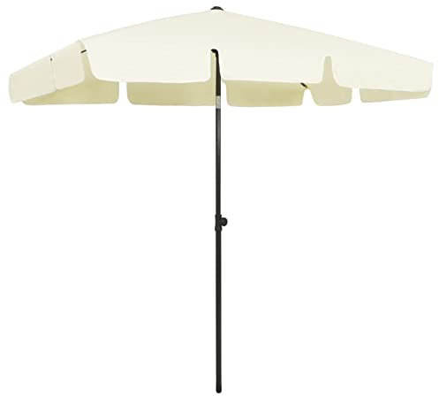 Homgoday Parasol de Plage Anti-UV, Inclinable, Résistant aux Intempéries, 200 x 125 cm, Couleur Sable