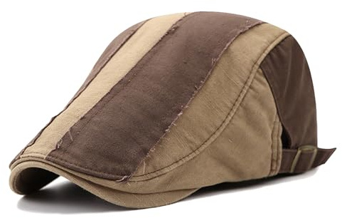 JFAN Basker herr bomull justerbar basker hatt vintage platta kepsar Newsboy keps basker herr, brun, one size