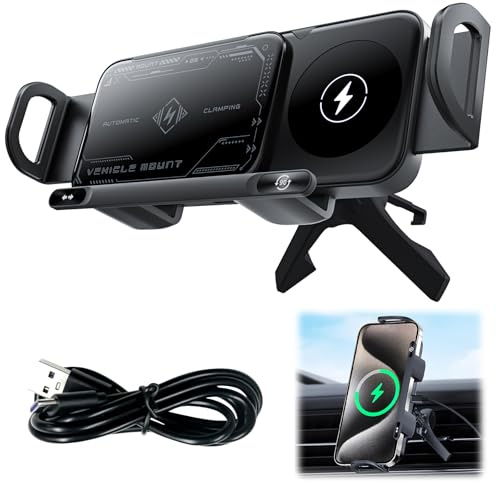 OneNine Handyhalterung Auto für Galaxy Z Fold/Flip mit Ladefunktion | 15 W Wireless Charger Auto, 90°-Autorotation, kfz handyhalterung für Samsung Galaxy Z Fold/Z Flip, iPhone Serie 16-8