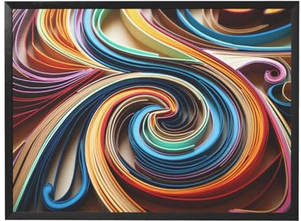 JDFHGNU Bunte Papierstreifen, Leinwand, Wandkunst, Poster, moderne Dekoration für Wohnzimmer, Schlafzimmer, Büro, schwarzer Rahmen (30 x 40 cm)