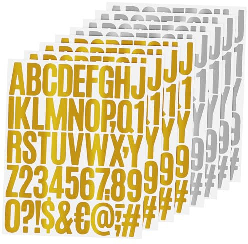 Gadpiparty 8blätter Selbstklebende Wasserfeste Buchstaben Und Zahlenaufkleber Und Silberdekoration Für Scrapbooking -projekte Und Kreative Beschriftung