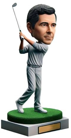 mydedor Individuelle Wackelkopf-Figur, individuelle Puppe, Vater, der Golf spielt, benutzerdefinierte Wackelkopf, Wackelkopf-Figuren, handgefertigt, personalisierte Skulptur, Geschenk für Mann