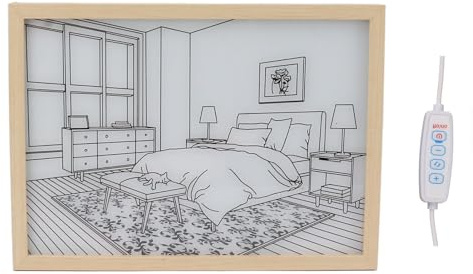 lvifloae LED Leuchtbild Wandbild Holzrahmen Schlafzimmer Motiv 3 Farbtemperaturen Dimmbar Bilderrahmen für Wohnzimmer Dekoration L (Modell 4)
