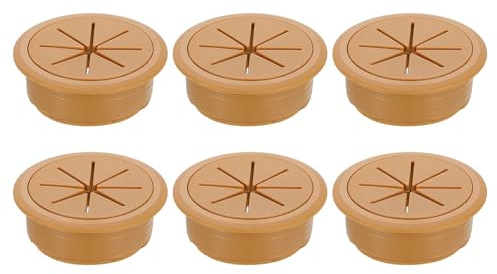 sourcing map 6 Pcs Desk Grommet, 1.97 inch 50mm Desk Cable Hole Cover, Desk Wire Hole Insert for Home Office Table Cabinet Cord Organizer, Brown