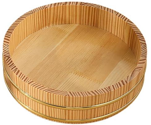 Cabilock Holz Sushi-reisschüssel Hangiri Mit Elegantem Goldrand Traditionelle Japanische Hangiri Reismischwanne Für Sushi-zubereitung Robust Ergonomisch Und Stilvoll Für Restaurant Und Küch