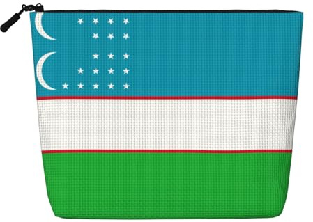 Kultur- und Kosmetiktasche für Damen, Motiv: Flagge der Republik Usbekistan, Unisex-Kulturbeutel, Aufbewahrungstasche für Körperpflege