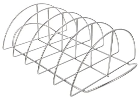 IWOWHERO Rippchenhalter Für Grill Aus Edelstahl Praktischer Rippchenständer Zum Räuchern Professioneller BBQ Rib Rack Für Langsames Garen Und Outdoor-Grillen