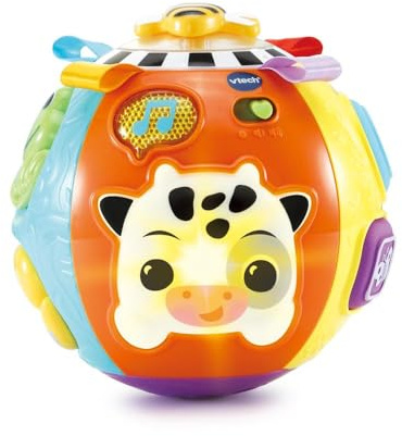 VTech Baby Upptäckt boll, interaktiv boll med rörelsesensor, pedagogiskt spel för barn för sensorisk utveckling, Prime upptäcktboll, italienskt språk, batterier ingår, 6–36 månader