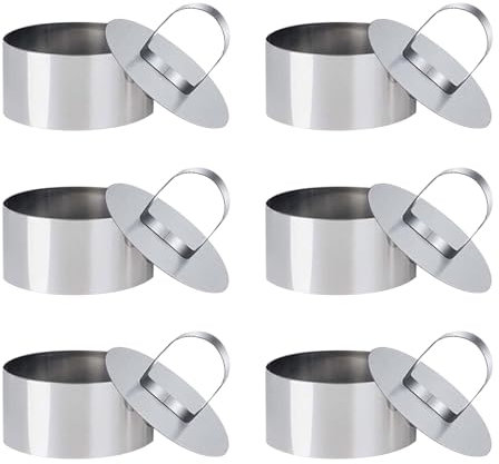 6 anillos de acero inoxidable para pasteles, moldes para mousses, anillos de postre, anillos de postre adecuados para hornear