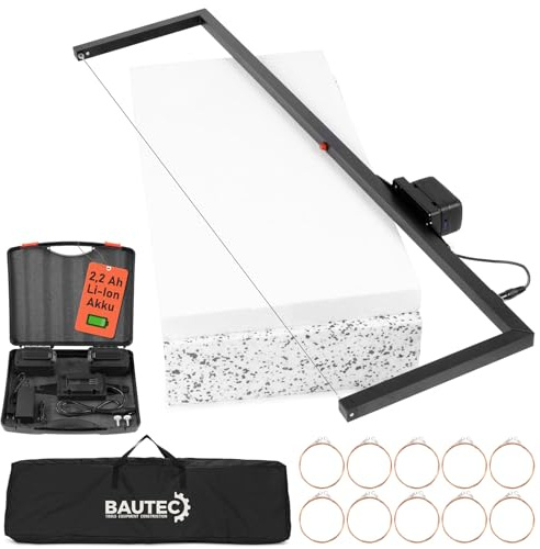 BAUTEC Akku-Styrobow Handschneidebügel (1.330mm / 330mm) inkl. 2 Li-Ion Akkus, 10 Schneidedrähte, Softbag » Styroporschneider, Heißdrahtschneider