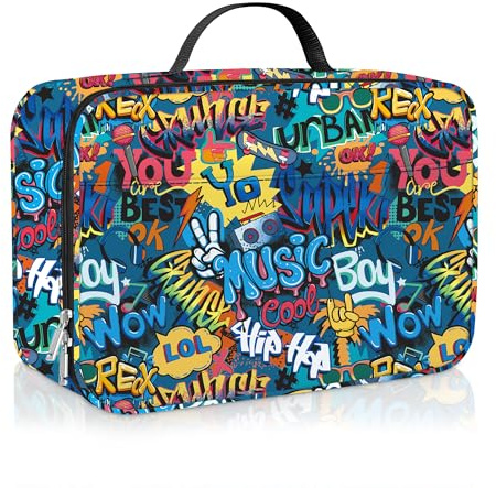 Clastyle Bolsa Termica Porta Alimentos Bebe Graffiti Callejero Bolsa Almuerzo Infantil Niños Portátil Bolsa Comida para Viaje Picnic Guarderia,Palabras Signo