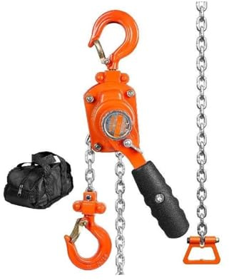KONGMM Cabrestante Manual Polipasto de Cadena con Palanca Manual, Capacidad de 1/4/1/2 tonelada, Acero al Carbono galvanizado G80 con Freno de Doble trinquete para Remolque, Barco, ATV(0.5T5FT)