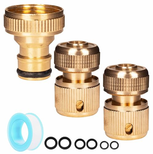 26.5mm Tap Connector for Hose Pipe, G 3/4 inch Brass Garden Hose Tap Connector Female Threaded Tap Hose Connector Adapter, Hosepipe Connectors and Fittings for Outside Tap